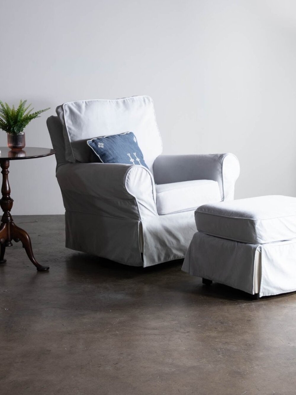 Pottery Barn Kids Grand Slipcovered Comfort Swivel Glider & Ottoman - Silver Gra